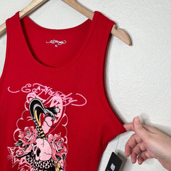 Ed Hardy Womens Retro Y2k Inspired Red Cobra Rib Tank Dress Size XL - Picture 5 of 13